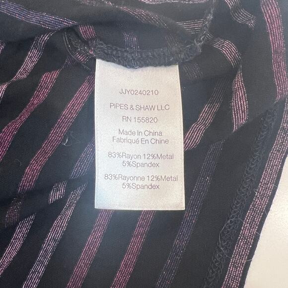 Veronica Beard Audrey Striped Knit Metallic Turtleneck Large Black Pink Purple - Picture 5 of 9